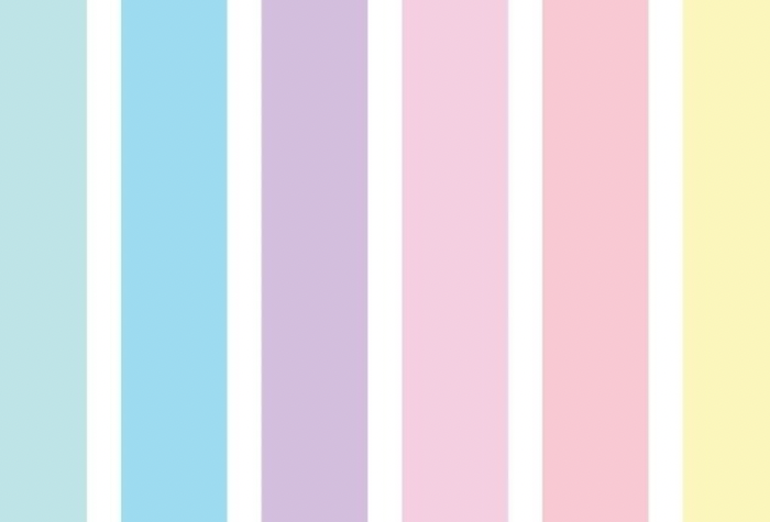 Kombinasi warna pastel seperti biru muda, ungu lembut, merah muda, dan kuning pucat yang menciptakan kesan tenang serta estetika yang elegan.
