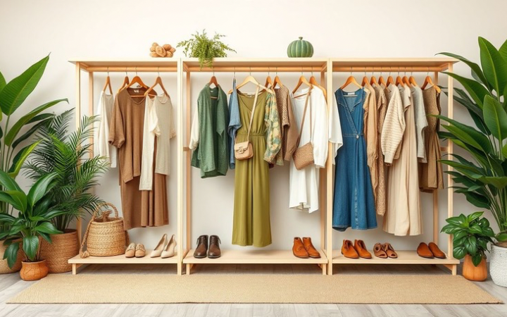 Deretan busana berbahan alami dengan warna bumi yang lembut menghadirkan nuansa tenang sekaligus menonjolkan konsep fashion berkelanjutan yang ramah lingkungan.