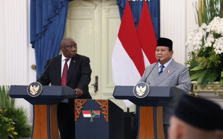 Momen menarik terjadi usai pertemuan bilateral antara Presiden Republik Indonesia Prabowo Subianto dan Presiden Afrika Selatan Cyril Ramaphosa, Rabu (22/10/2025).