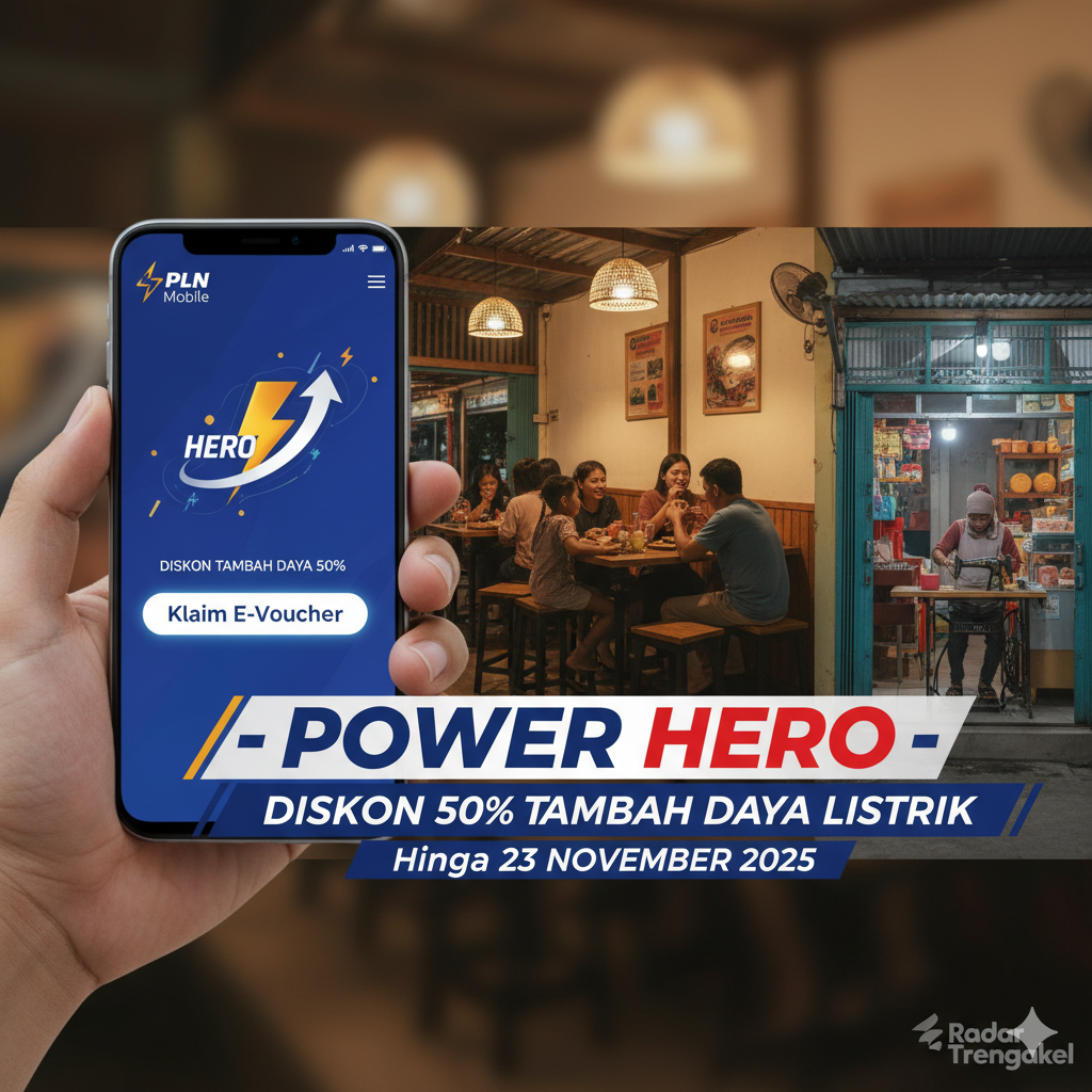 Program Power Hero dari PLN memberikan diskon 50 persen biaya tambah daya listrik yang berlaku secara nasional hingga 23 November 2025.