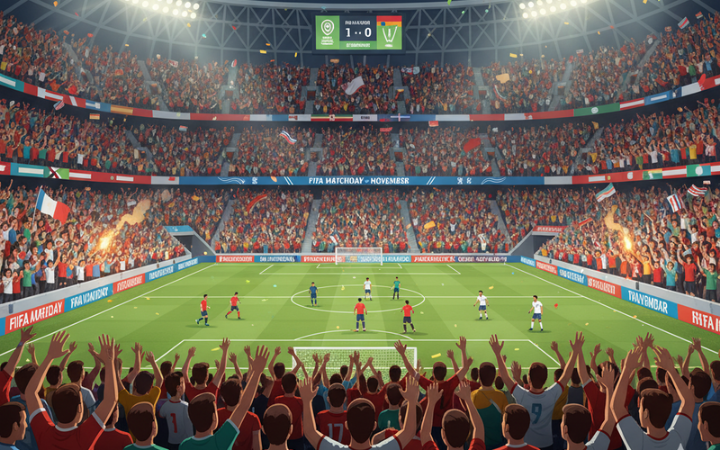 Suasana stadion penuh suporter dalam pertandingan FIFA Matchday. (Ilustrasi)