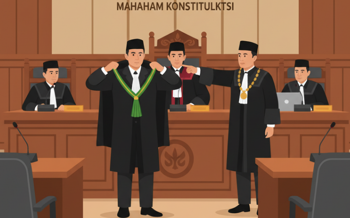 Firdaus Oiwobo diminta melepas toga oleh hakim saat sidang di Mahkamah Konstitusi. (Ilustrasi)