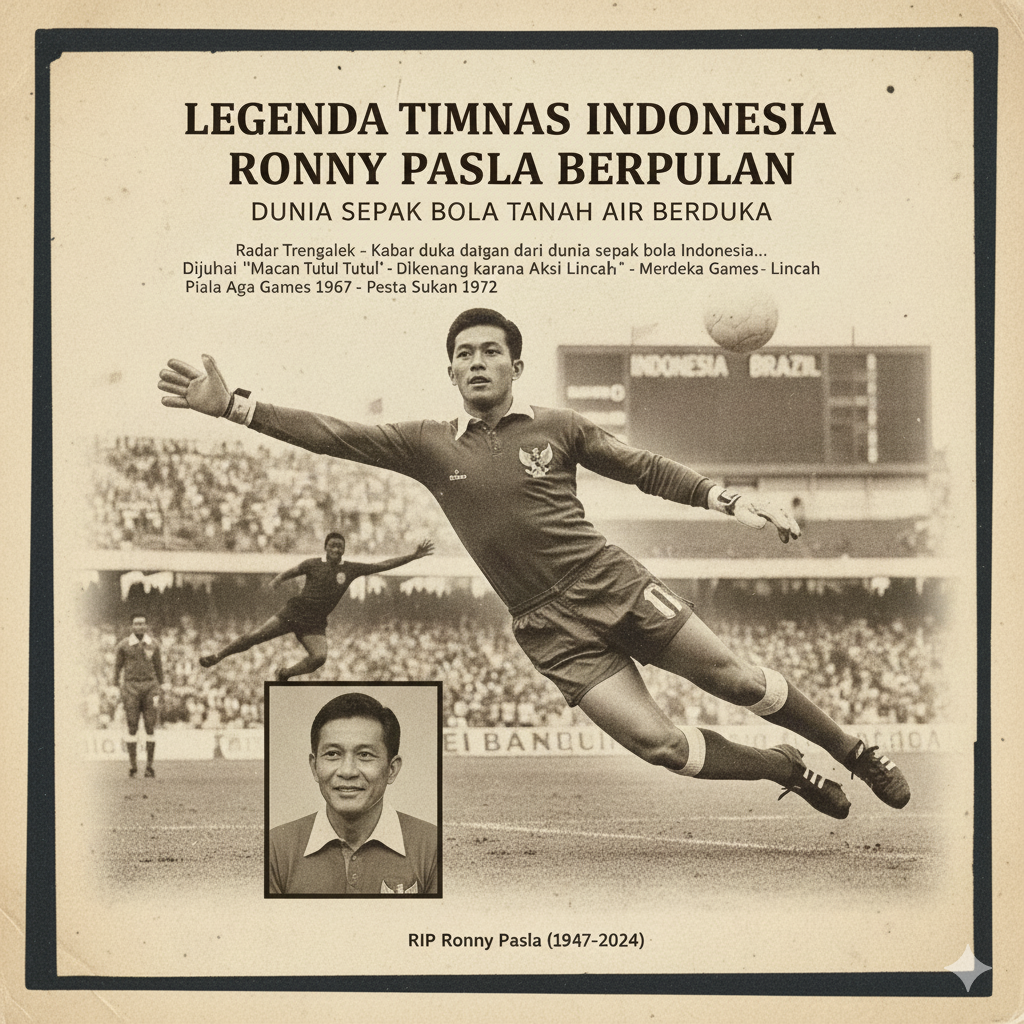 Ronny Pasla, kiper legendaris Timnas Indonesia, dikenal dengan aksi lincahnya di bawah mistar gawang.