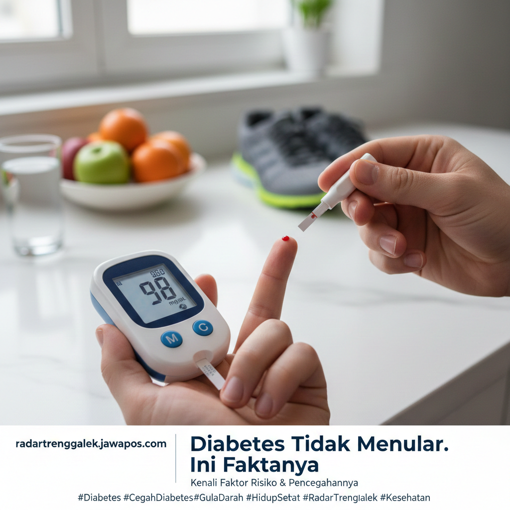 Pemeriksaan gula darah menggunakan alat digital untuk memantau kondisi kesehatan.