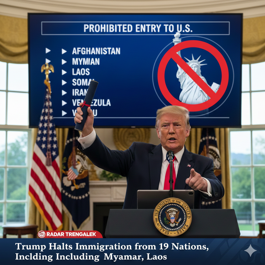 Presiden AS Donald Trump memperketat aturan imigrasi dan melarang warga dari 19 negara masuk ke Amerika Serikat.