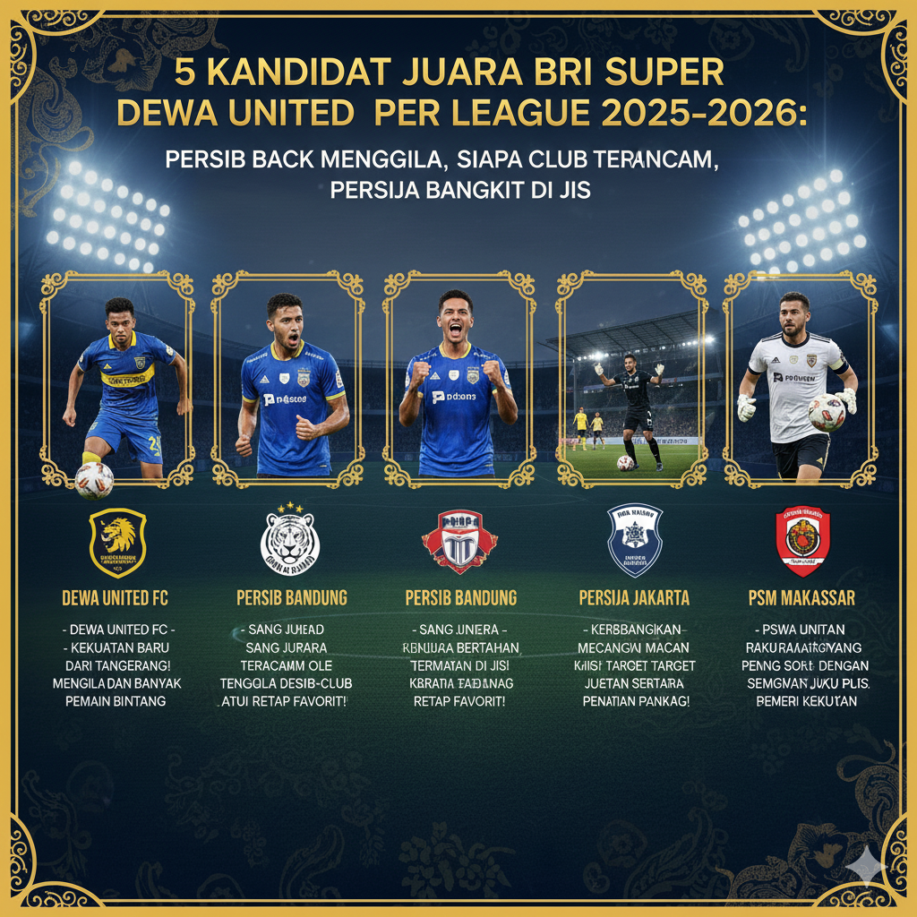 5 Kandidat Juara BRI Super League 2025&ndash;2026: Dewa United Menggila, Persib Terancam, Persija Bangkit di JIS