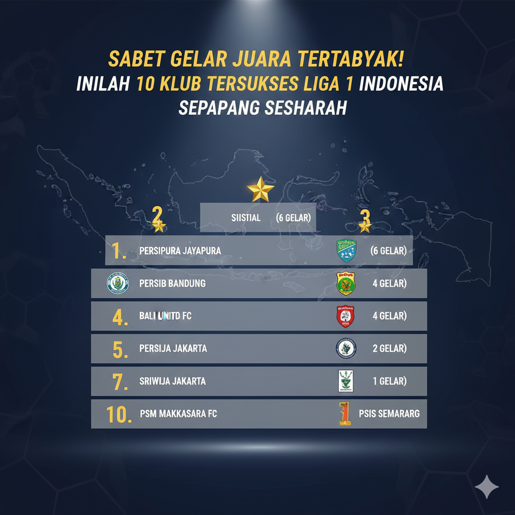 Sabet Gelar Juara Terbanyak! Inilah 10 Klub Tersukses Liga 1 Indonesia Sepanjang Sejarah, Persija hingga Persipura