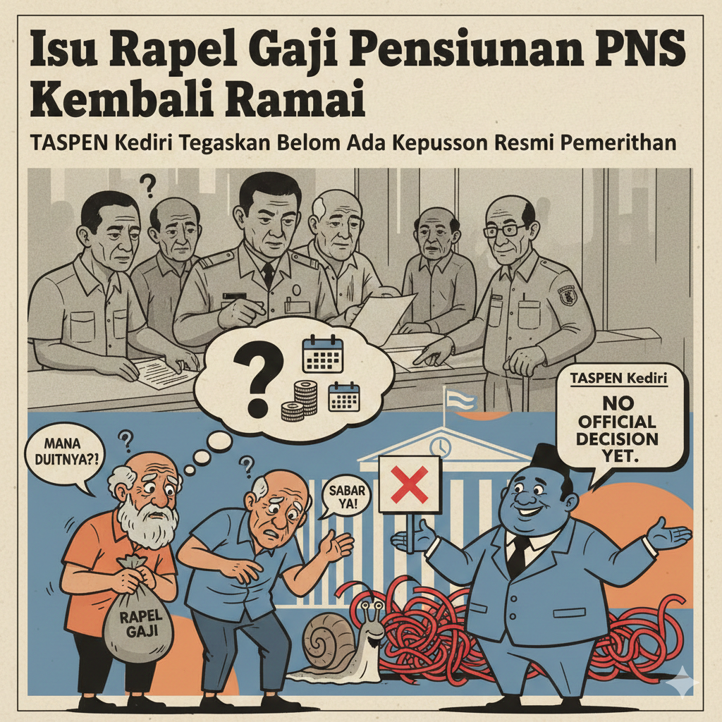 Isu Rapel Gaji Pensiunan PNS Kembali Ramai, TASPEN Kediri Tegaskan Belum Ada Keputusan Resmi Pemerintah