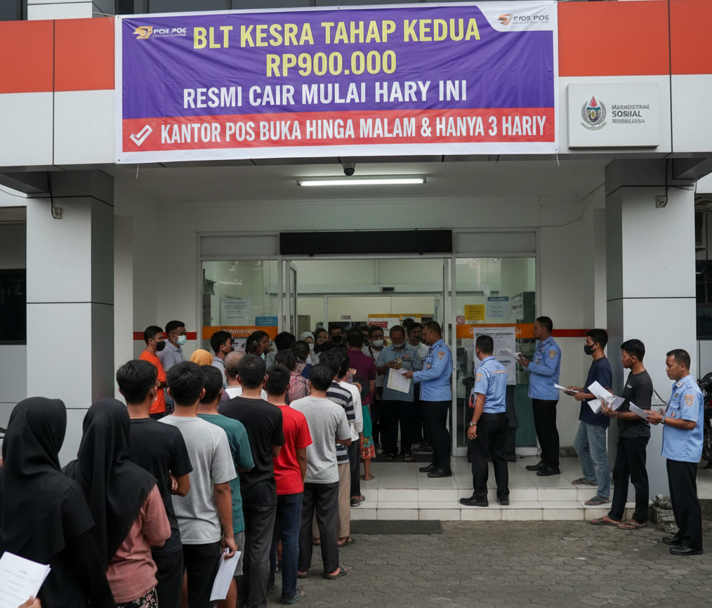 BLT Kesra Tahap Kedua Rp900.000 Resmi Cair Mulai Hari Ini, Kantor Pos Buka hingga Malam dan Hanya 3 Hari