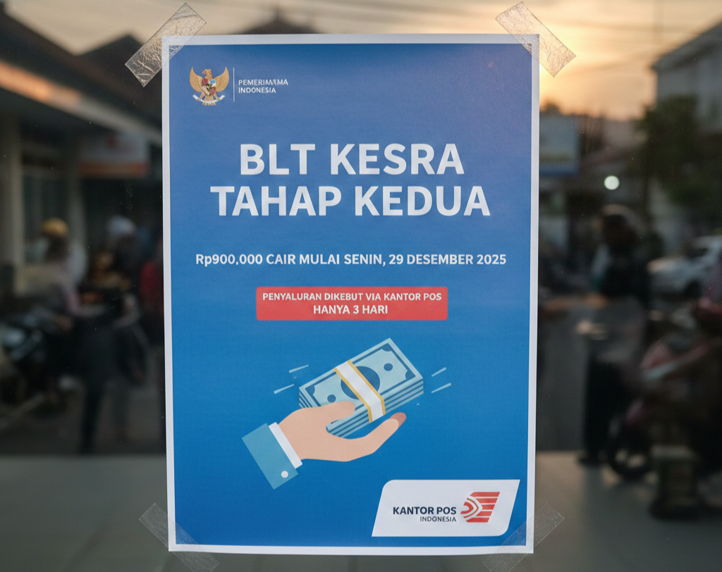 BLT Kesra Tahap Kedua Rp900.00 Cair Mulai Senin 29 Desember 2025, Penyaluran Dikebut via Kantor Pos Hanya 3 Hari