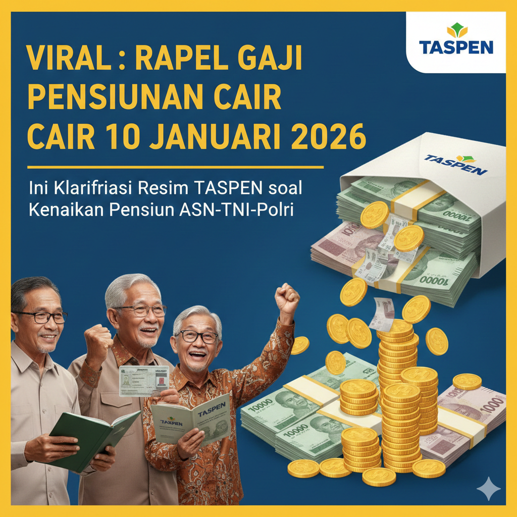 Viral Rapel Gaji Pensiunan Cair 10 Januari 2026, Ini Klarifikasi Resmi TASPEN soal Kenaikan Pensiun ASN-TNI-Polri