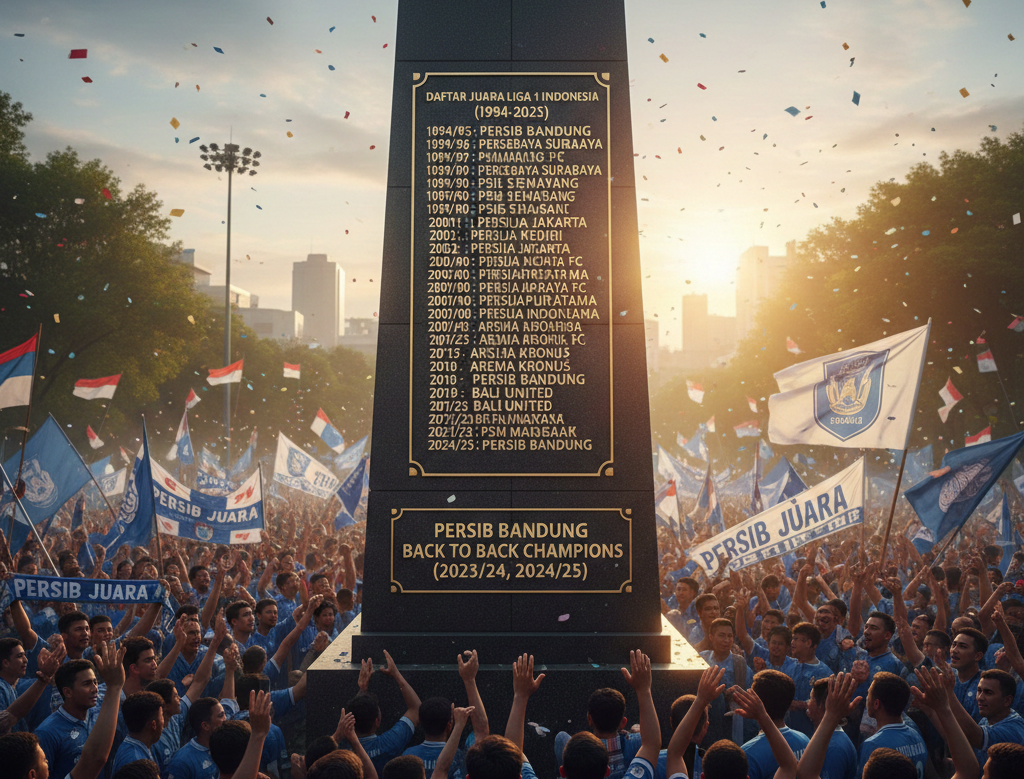 Lengkap! Daftar Juara Liga 1 Indonesia dari 1994 hingga 2025, Persib Cetak Sejarah Back to Back