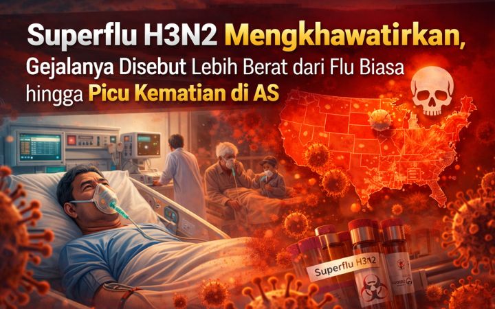 Gambaran dampak superflu H3N2 yang mengkhawatirkan, dengan lonjakan kasus flu berat hingga kematian di Amerika Serikat.