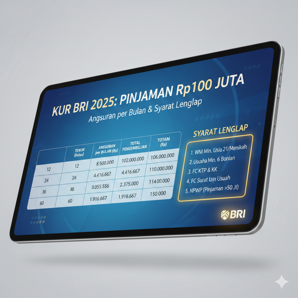 Tabel KUR BRI 2025 Pinjaman Rp100 Juta Resmi Dirilis, Ini Angsuran per Bulan, Tenor hingga 60 Bulan, dan Syarat Lengkapnya