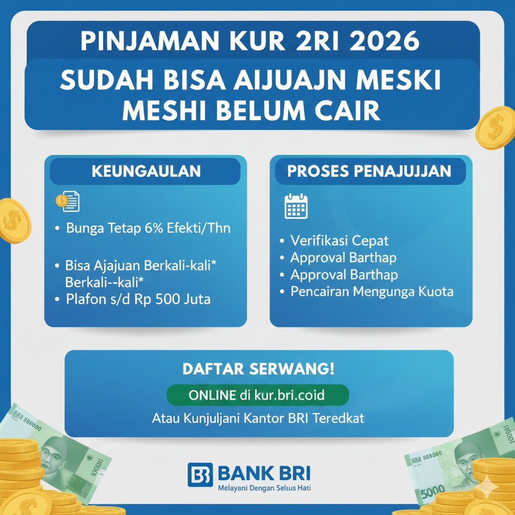 Pinjaman KUR 2026 Sudah Bisa Diajukan Meski Belum Cair, Bunga Tetap 6 Persen dan Bisa Berkali-kali