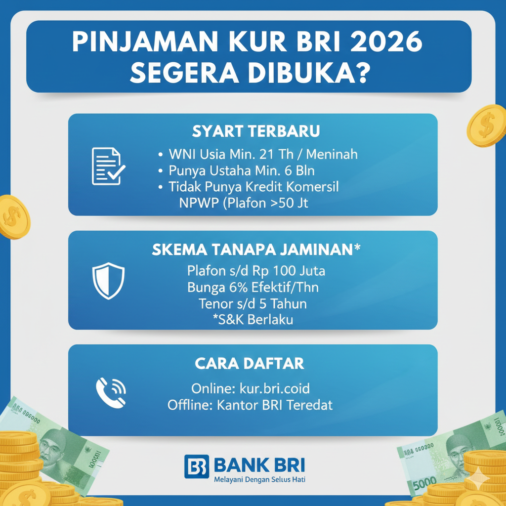 Pinjaman KUR BRI 2026 Segera Dibuka? Ini Syarat Terbaru, Skema Tanpa Jaminan, dan Cara Daftarnya