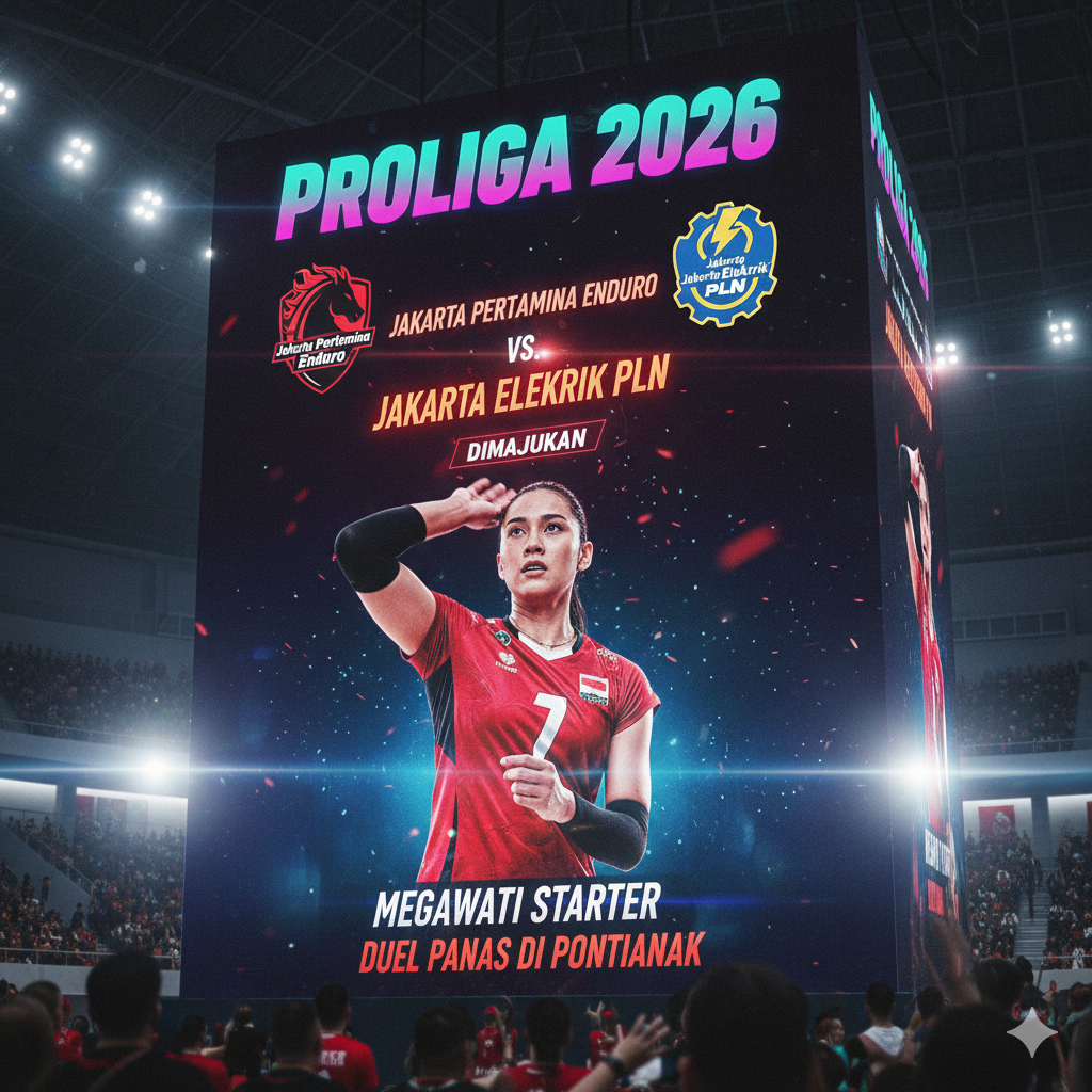 Jadwal Proliga 2026 Jakarta Pertamina Enduro vs Jakarta Elektrik PLN Dimajukan, Megawati Starter Hadapi Duel Panas di Pontianak