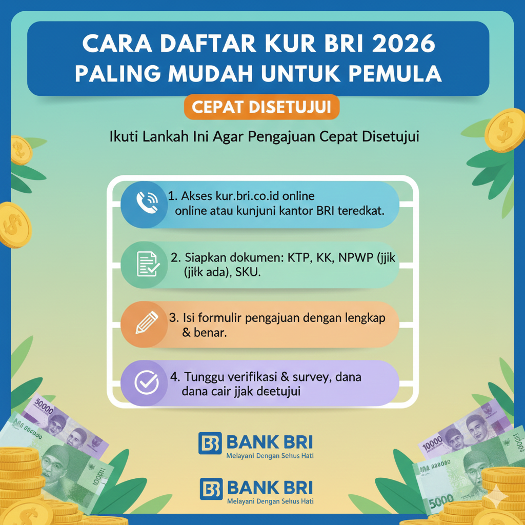 Cara Daftar KUR BRI 2026 Paling Mudah untuk Pemula, Ikuti Langkah Ini Agar Pengajuan Cepat Disetujui