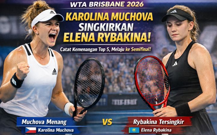 Karolina Muchova meluapkan emosi usai menyingkirkan Elena Rybakina pada laga WTA Brisbane 2026, kemenangan ini mengantarkannya ke semifinal sekaligus mencatat kemenangan ke-10 .