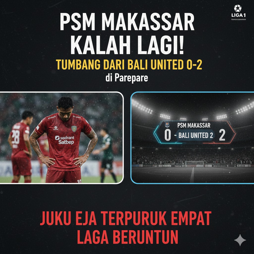 PSM Makassar Kalah Lagi! Tumbang dari Bali United 0-2 di Parepare, Juku Eja Terpuruk Empat Laga Beruntun