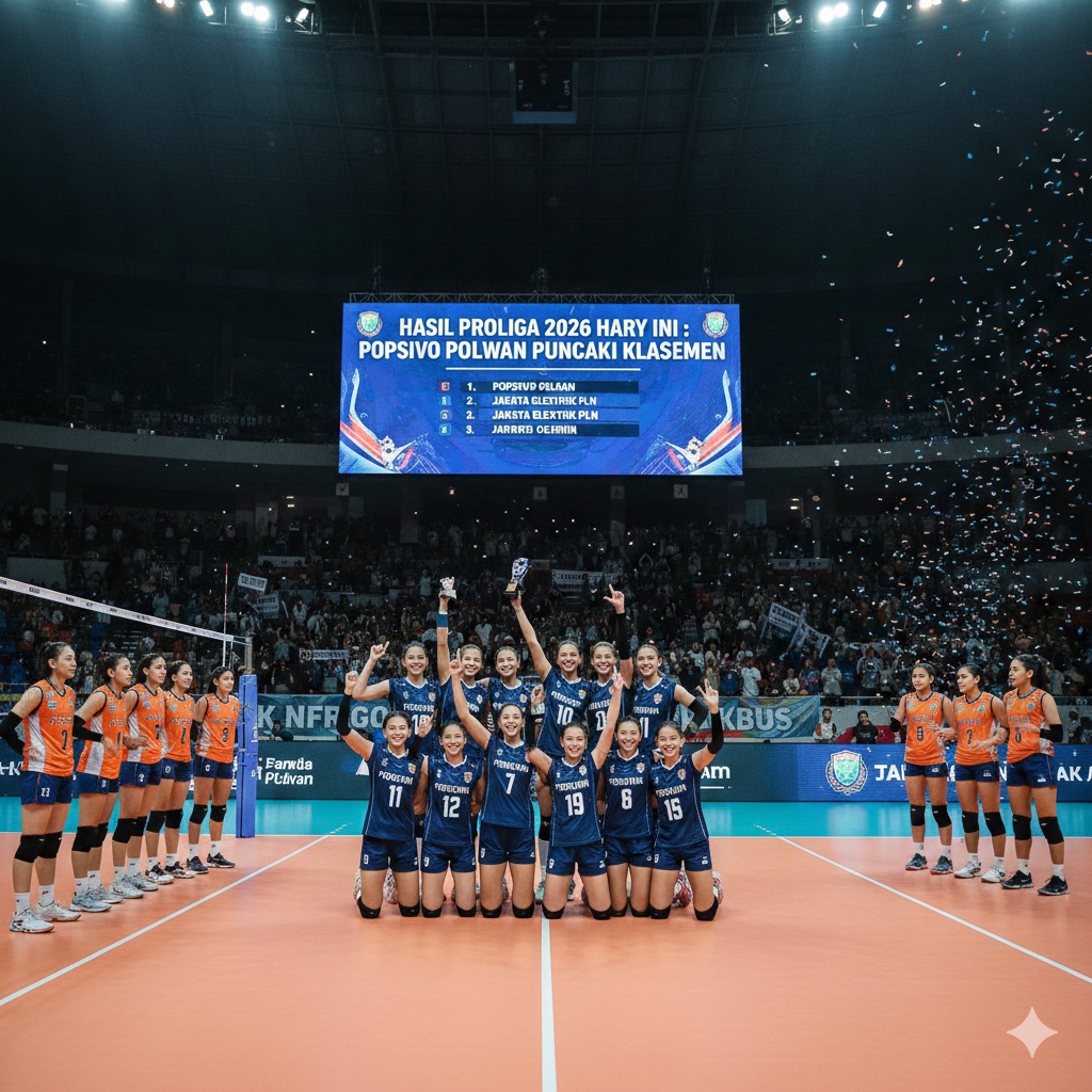 Hasil Proliga 2026 Hari Ini: Popsivo Polwan Puncaki Klasemen, Jakarta Elektrik PLN Menempel Ketat