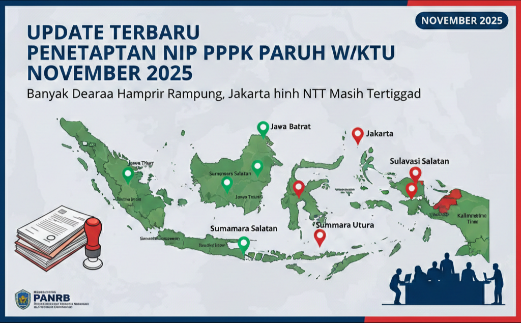 Update Terbaru Penetapan NIP PPPK Paruh Waktu November 2025: Banyak Daerah Hampir Rampung, Jakarta hingga NTT Masih Tertinggal
