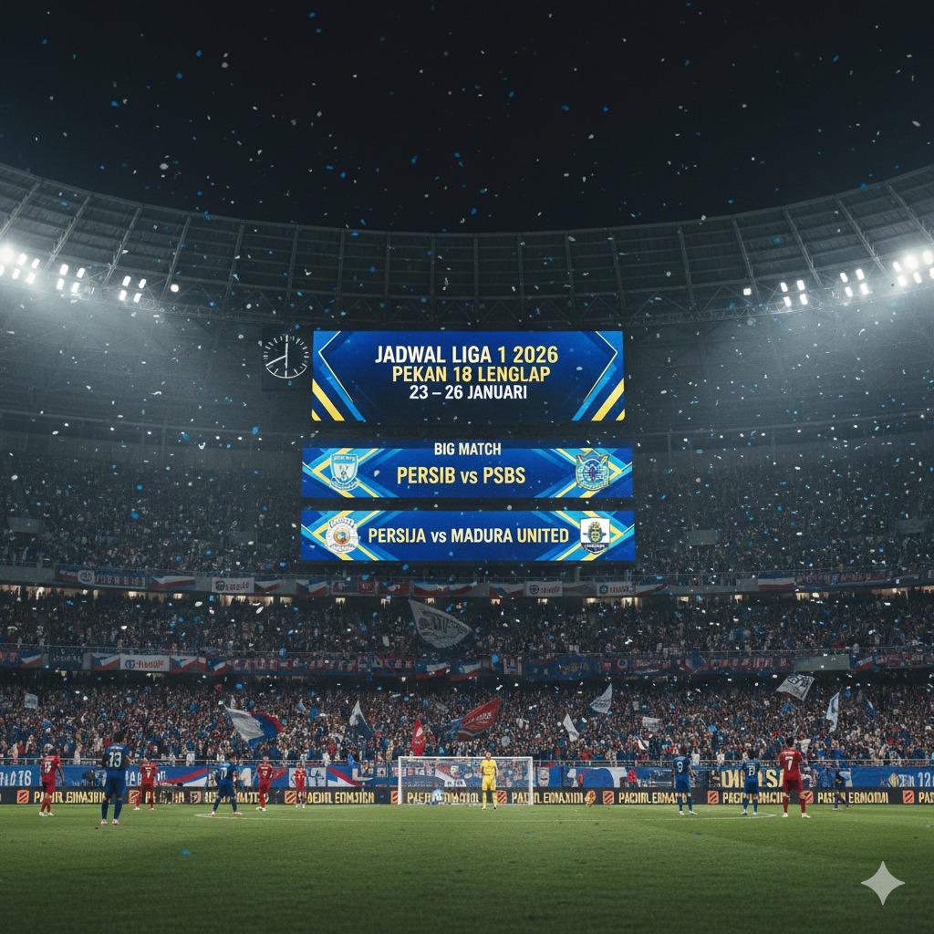 Jadwal Liga 1 2026 Pekan 18 Lengkap 23&ndash;26 Januari: Big Match Persib vs PSBS, Persija Tantang Madura United