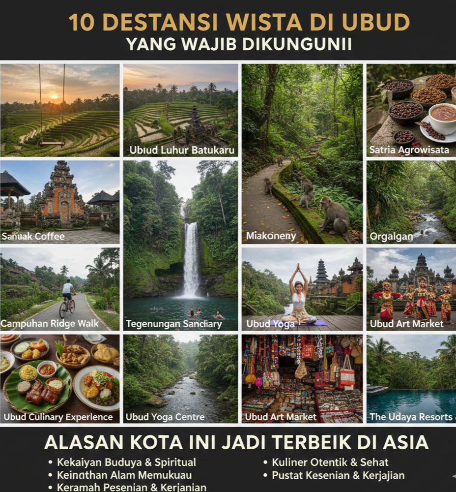 10 Destinasi Wisata di Ubud yang Wajib Dikunjungi, Alasan Kota Ini Jadi Terbaik di Asia