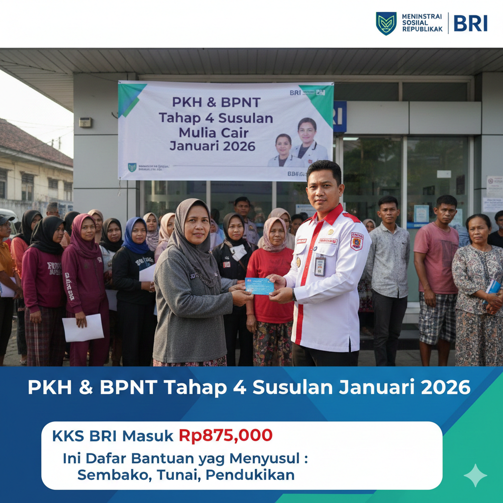 PKH dan BPNT Tahap 4 Susulan Mulai Cair Januari 2026, KKS BRI Masuk Rp875.000, Ini Daftar Bantuan yang Menyusul