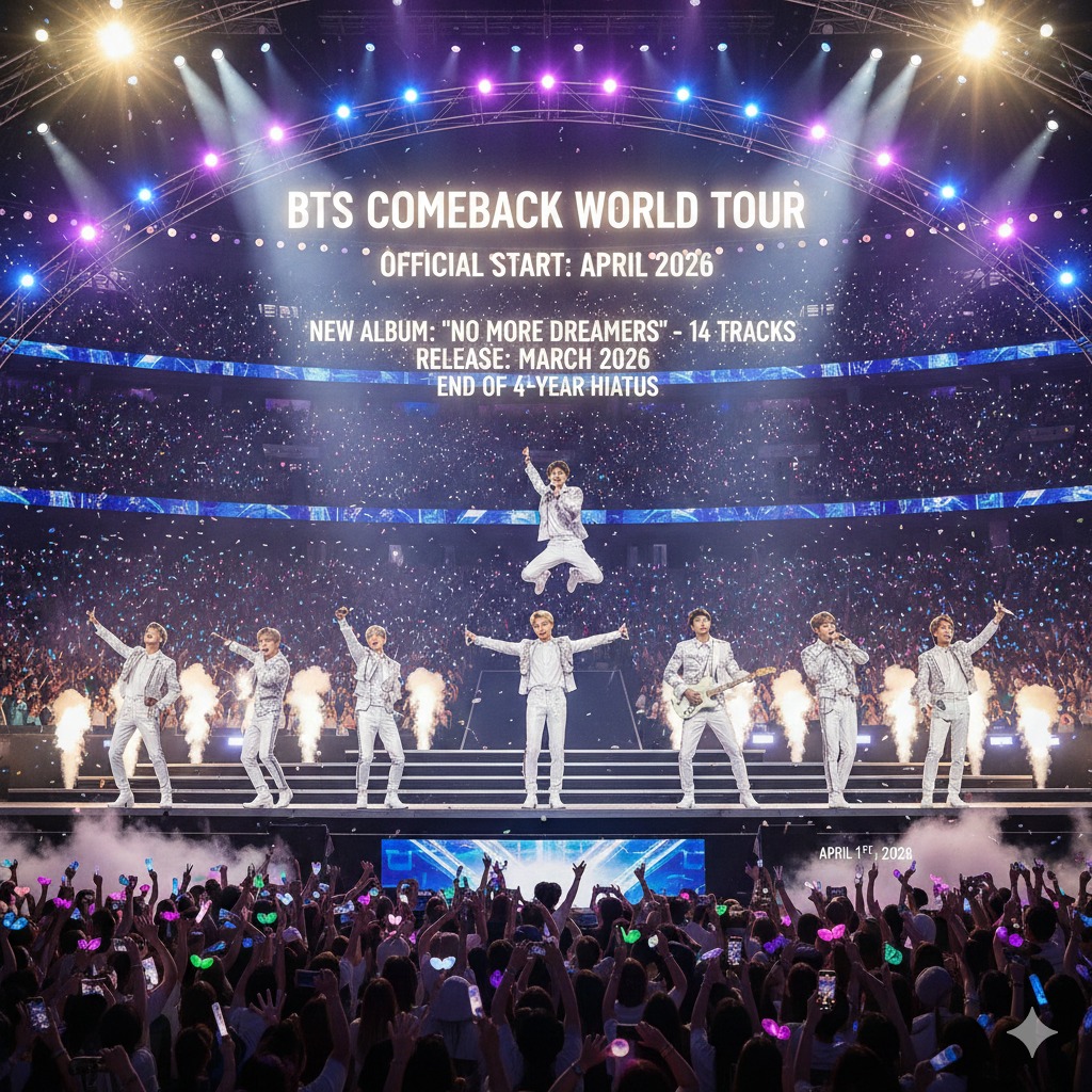 BTS Comeback World Tour Resmi Dimulai April 2026, Album Baru 14 Lagu Rilis Maret Usai Hiatus 4 Tahun