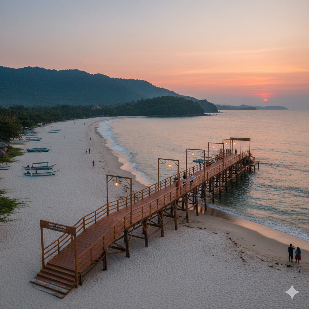Pantai Cengkrong Trenggalek, Wisata Tenang dengan Tiket Rp5.000, Pasir Lembut dan Spot Foto Jembatan Estetik