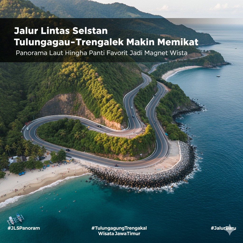 Jalur Lintas Selatan Tulungagung&ndash;Trenggalek Makin Memikat, Panorama Laut hingga Pantai Favorit Jadi Magnet Wisata