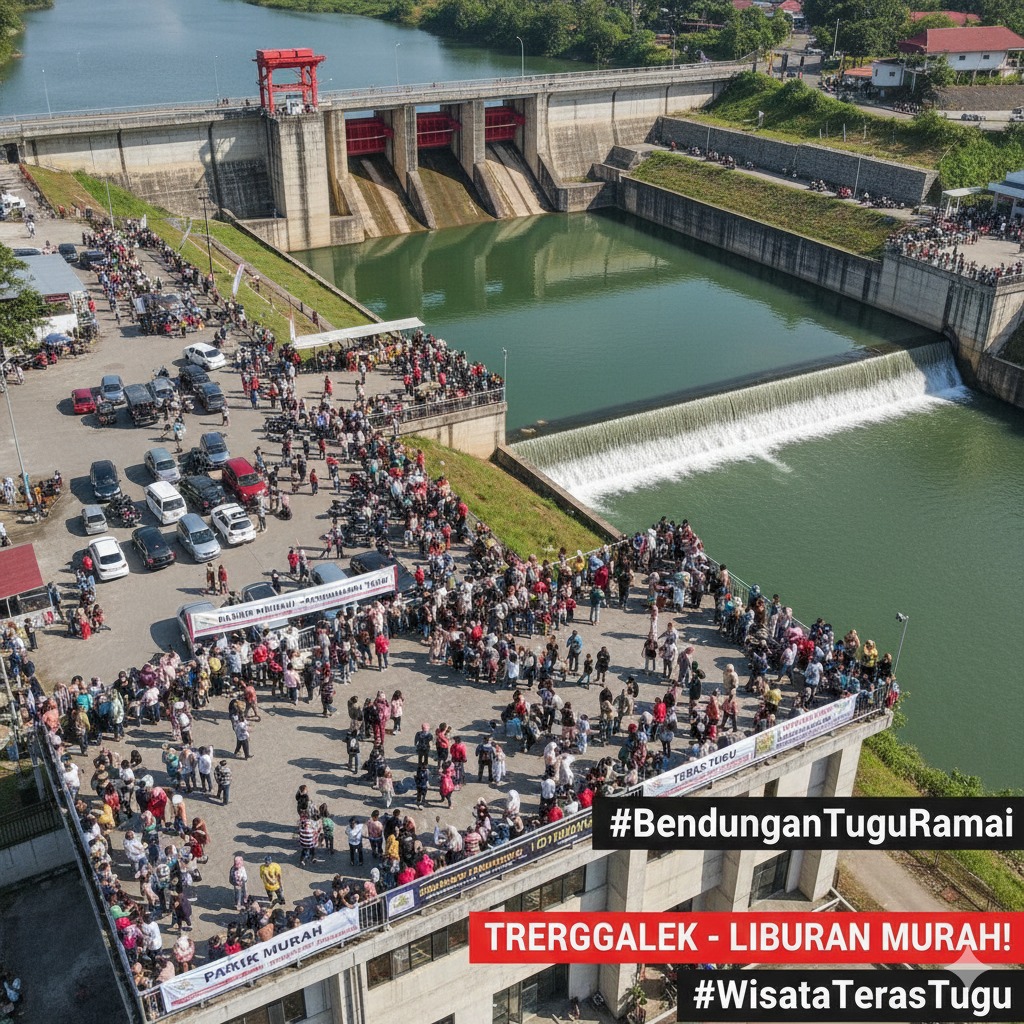 Bendungan Tugu Trenggalek Ramai Diserbu Wisatawan, Parkir Murah hingga Teras Tugu Jadi Magnet Liburan