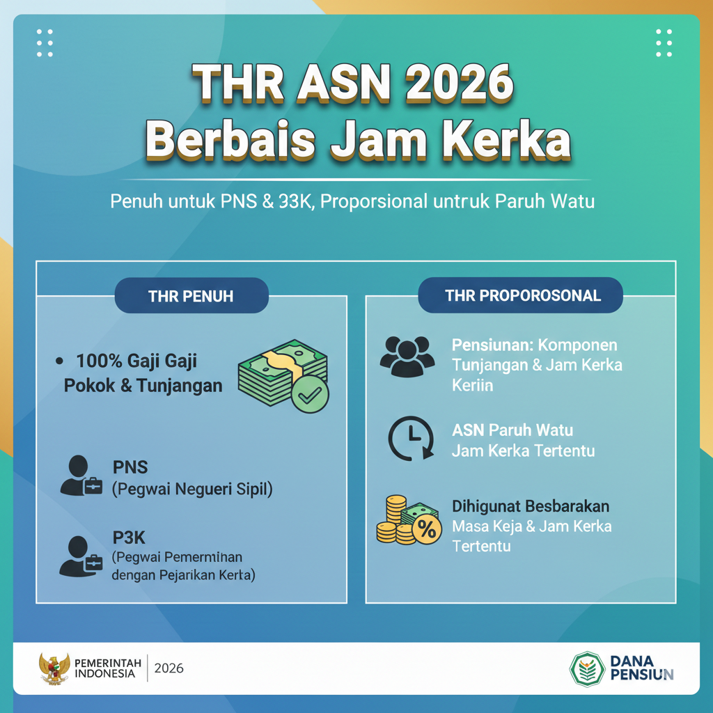 THR ASN 2026 Berbasis Jam Kerja: Penuh untuk PNS & P3K, Proporsional untuk Paruh Waktu