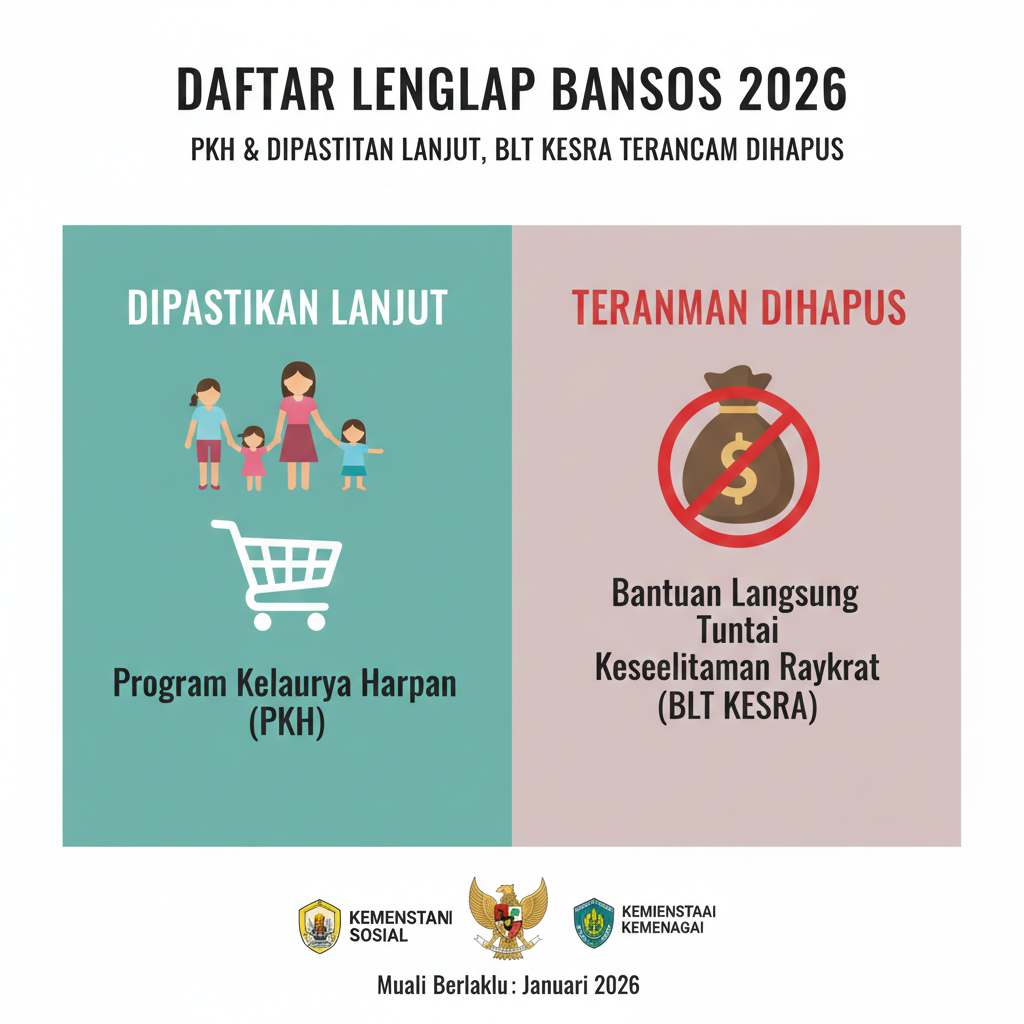 Daftar Lengkap Bansos 2026: PKH dan BPNT Dipastikan Lanjut, BLT Kesra Terancam Dihapus