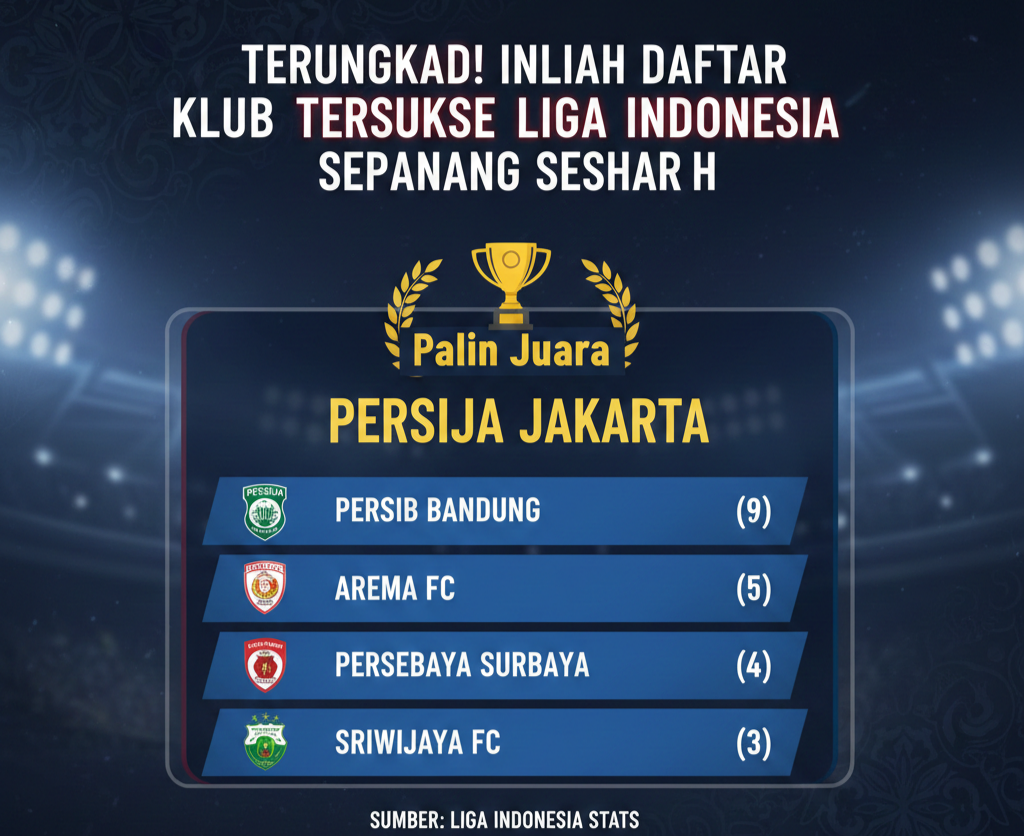 Terungkap! Inilah Daftar Klub Tersukses Liga Indonesia Sepanjang Sejarah, Persija Jakarta Paling Juara