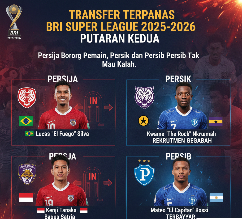 Transfer Terpanas BRI Super League 2025-2026 Putaran Kedua: Persija Borong Pemain, Persik dan Persib Tak Mau Kalah