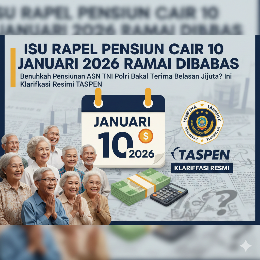 Isu Rapel Pensiun Cair 10 Januari 2026 Ramai Dibahas, Benarkah Pensiunan ASN TNI Polri Bakal Terima Belasan Juta? Ini Klarifikasi Resmi TASPEN