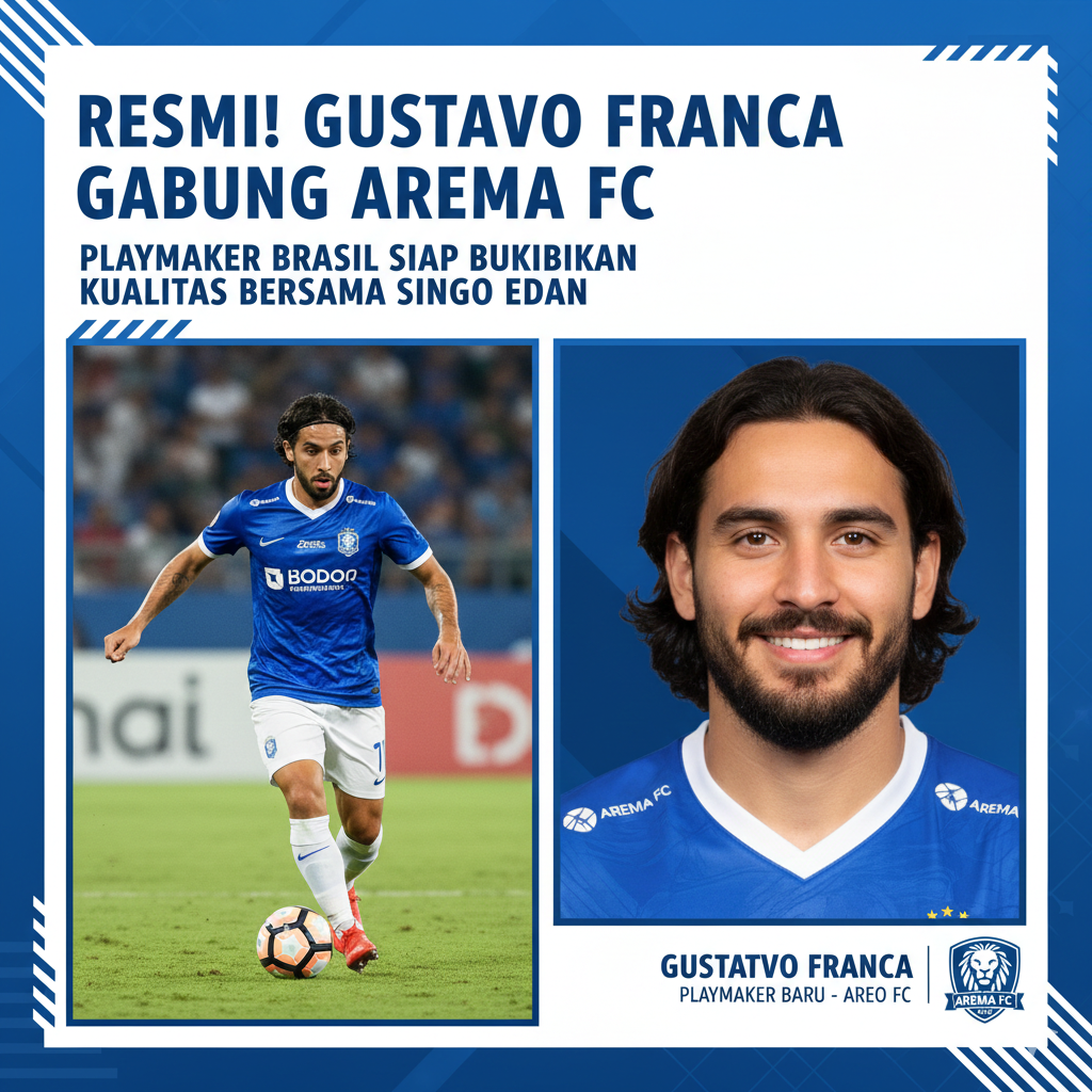 Resmi! Gustavo Franca Gabung Arema FC, Playmaker Brasil Siap Buktikan Kualitas Bersama Singo Edan