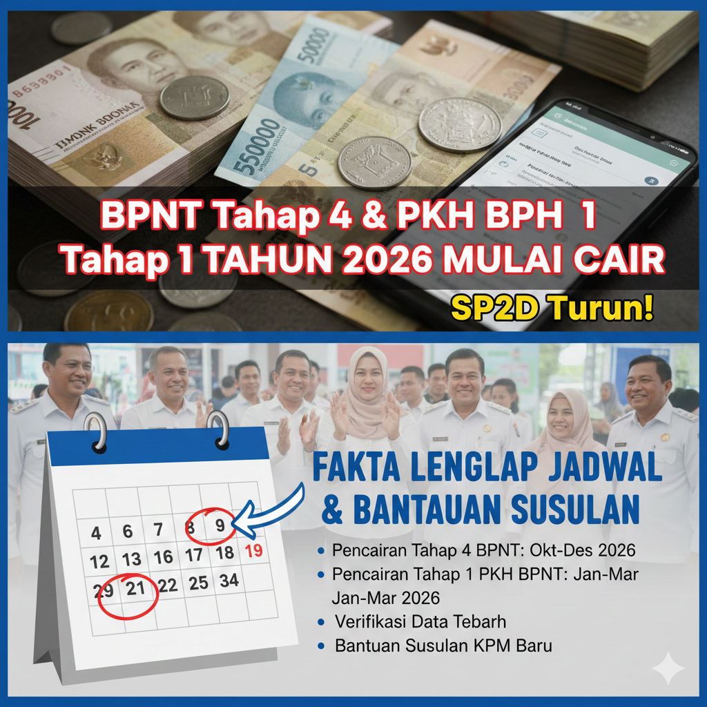 BPNT Tahap 4 dan PKH BPNT Tahap 1 Tahun 2026 Mulai Cair, SP2D Turun, Ini Fakta Lengkap Jadwal dan Bantuan Susulan