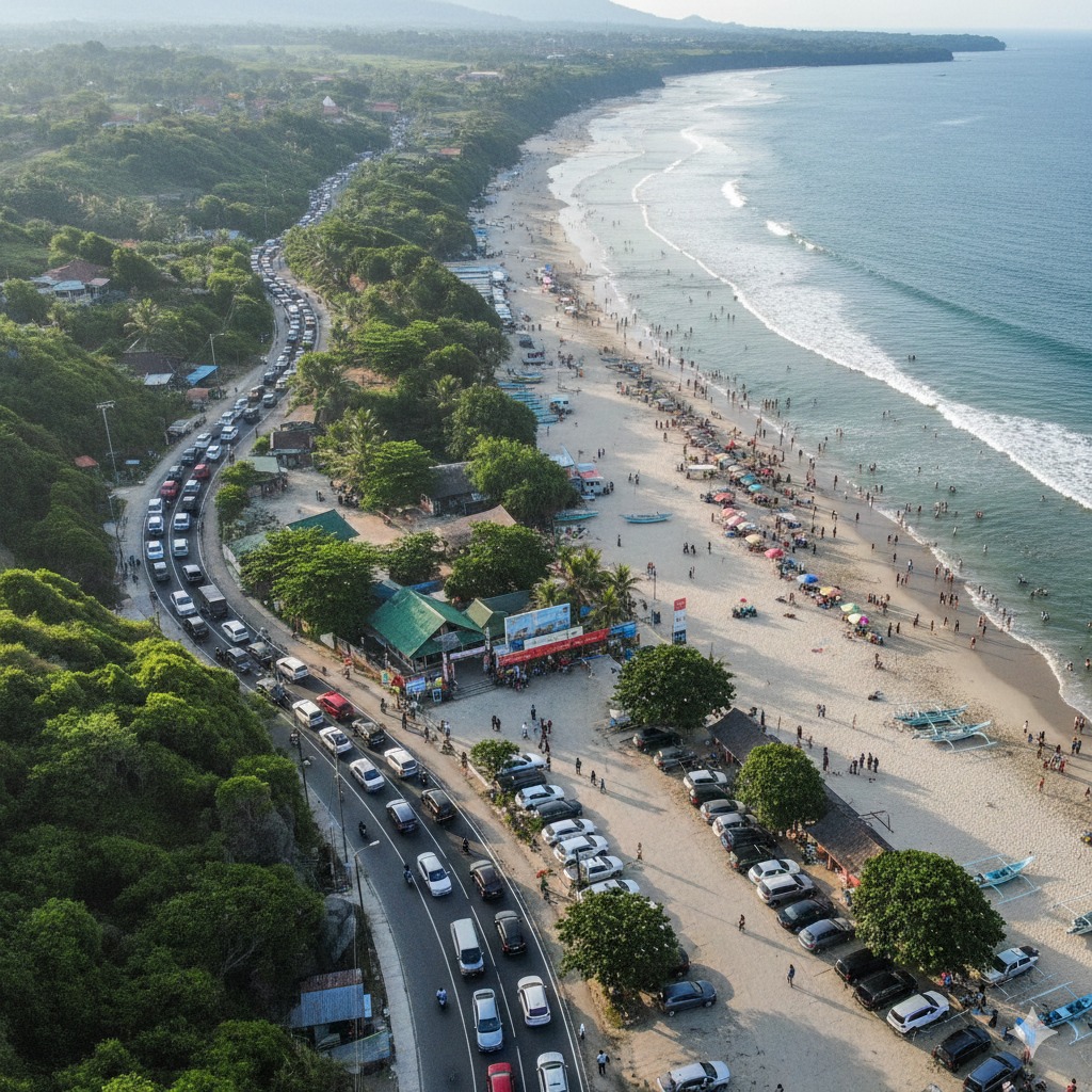 Pantai Indrini Gunungkidul Ramai Libur Panjang, Antrean Kendaraan Mengular Sejak Pagi hingga Pintu Masuk Wisata