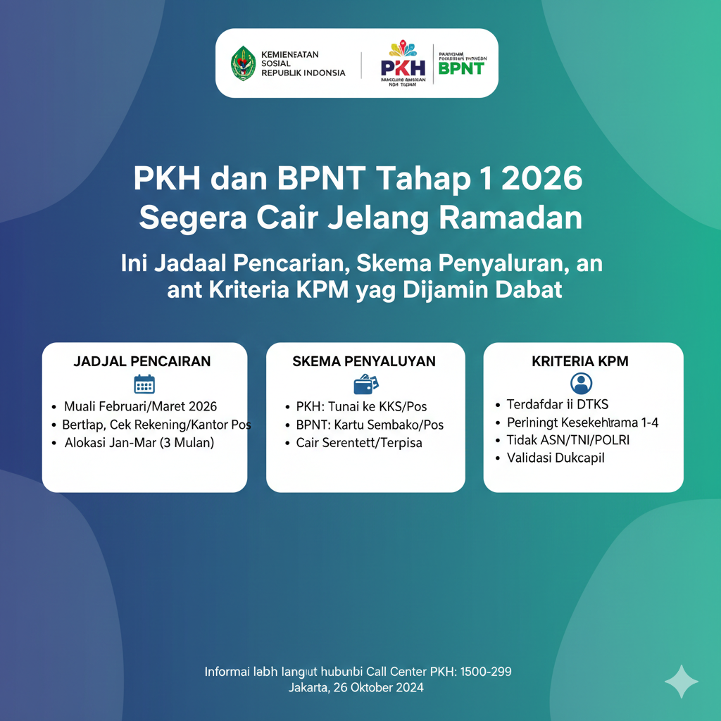 PKH dan BPNT Tahap 1 2026 Segera Cair Jelang Ramadan, Ini Jadwal Pencairan, Skema Penyaluran, dan Kriteria KPM yang Dijamin Dapat