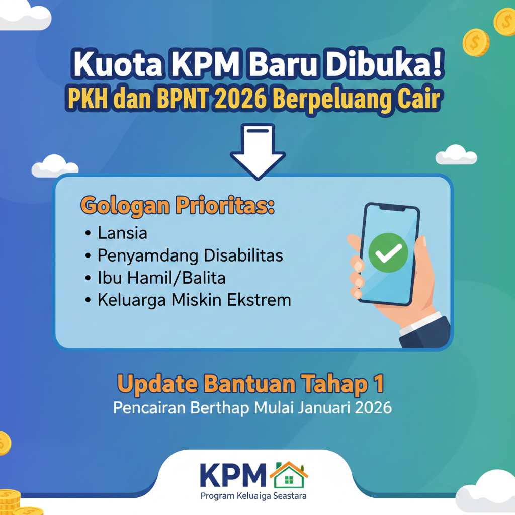 Kuota KPM Baru Dibuka! PKH dan BPNT 2026 Berpeluang Cair, Ini Golongan Prioritas dan Update Bantuan Tahap 1