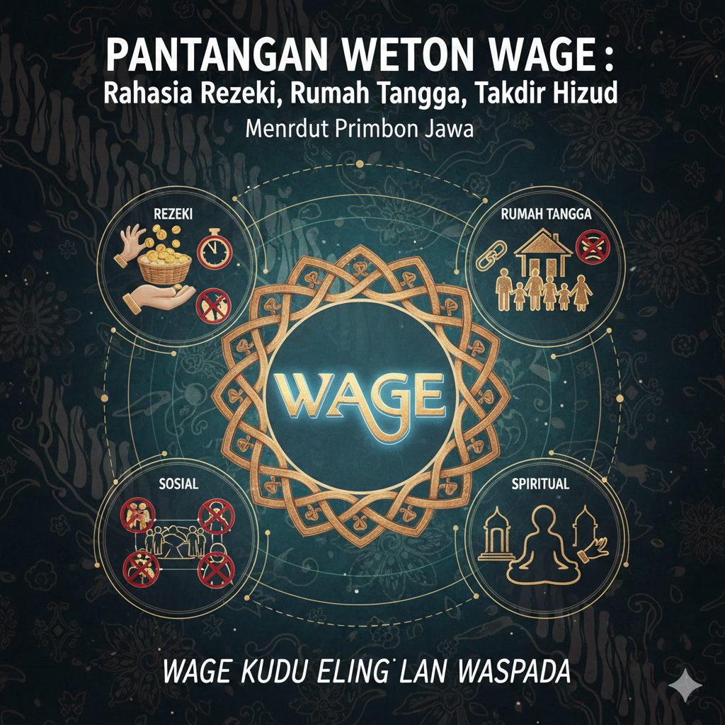 Pantangan Weton Wage dipercaya memengaruhi rezeki, rumah tangga, dan takdir hidup menurut primbon Jawa. Simak penjelasan lengkapnya.