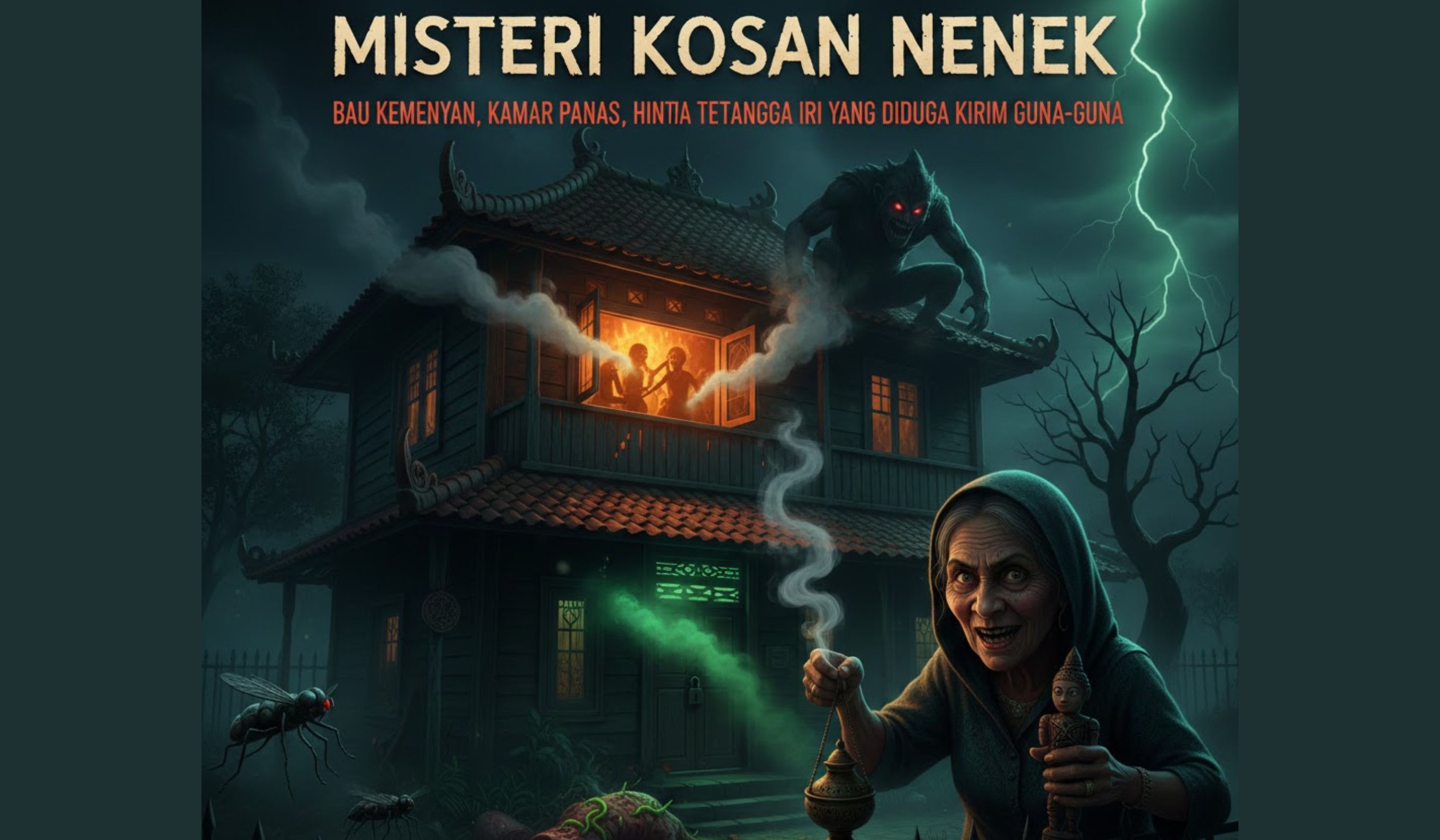 Misteri Kosan Nenek jadi viral: bau kemenyan, kamar panas, hingga dugaan guna-guna dari tetangga iri yang bikin penghuni ketakutan.