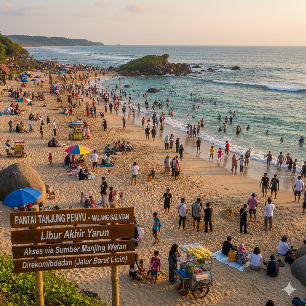Pantai Tanjung Penyu Malang Selatan Makin Ramai Libur Akhir Tahun, Akses via Sumber Manjing Wetan Direkomendasikan Saat Jalur Barat Licin