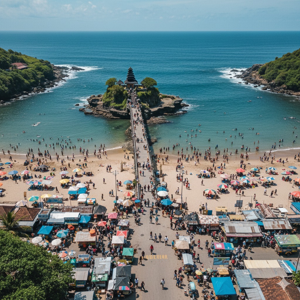 Pantai Balekambang Ramai Pengunjung, Aktivitas Wisata dan UMKM Hidup di Sekitar Pura Amarta Jati