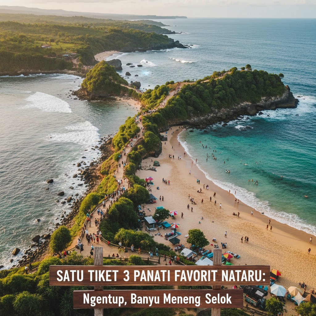 Satu Tiket Bisa Nikmati Tiga Pantai di Malang Selatan, Pantai Ngentup&ndash;Banyu Meneng&ndash;Selok Jadi Favorit Libur Nataru