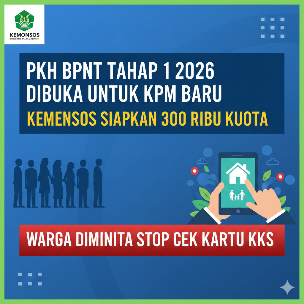 PKH BPNT Tahap 1 2026 Dibuka untuk KPM Baru, Kemensos Siapkan 300 Ribu Kuota, Warga Diminta Stop Cek Kartu KKS