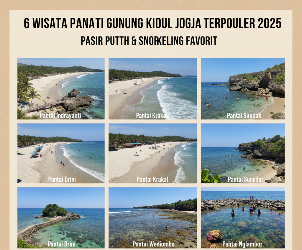 6 Wisata Pantai Gunung Kidul Jogja yang Paling Hits 2025, Bisa Sekali Jalan, Pasir Putih hingga Spot Snorkeling Favorit Wisatawan